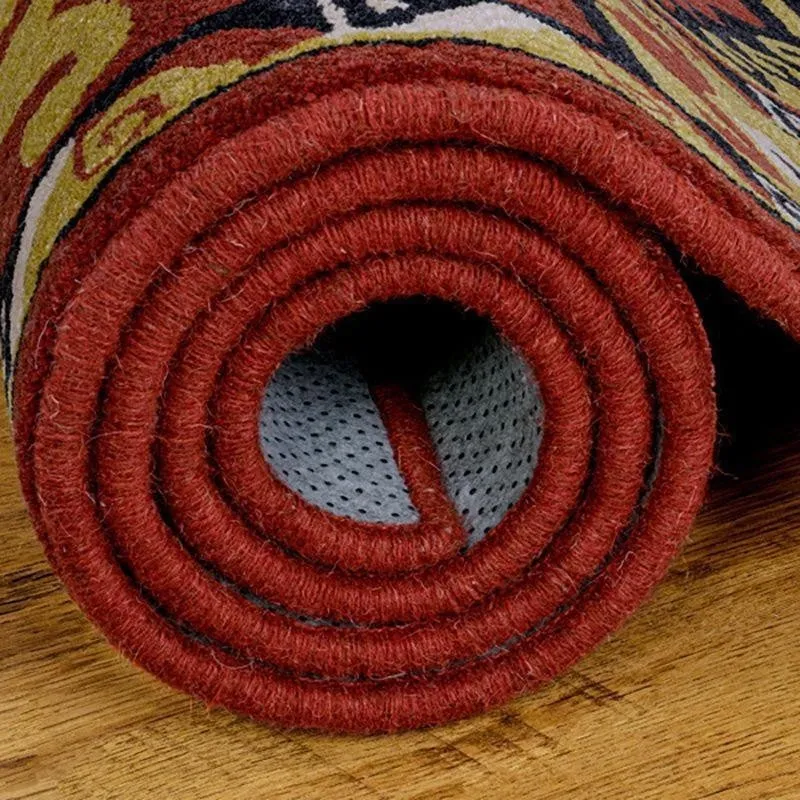 Gamling Hand Tufted Ethnic Wool & Nylon Carpet - Red & Brown media 5