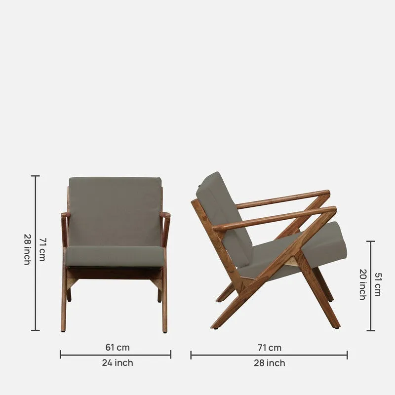 Metrona Acacia Wood Accent Chair - Grey media 9