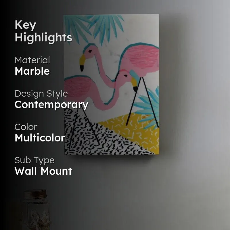 Flamingo Dance Marble Wall Accent media 2