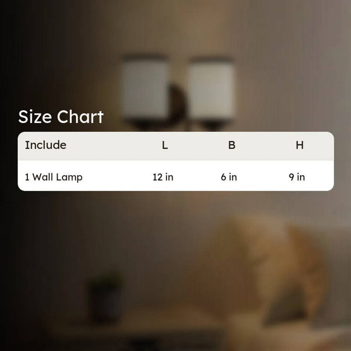 Size chart image for one wall lamp