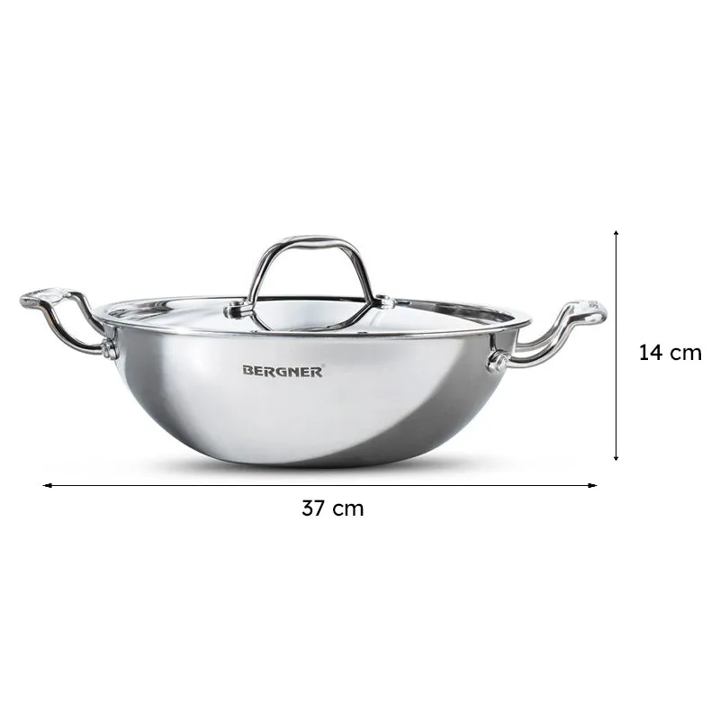 Bergner Argent Triply Kadhai With Lid - 3500 mL media 8