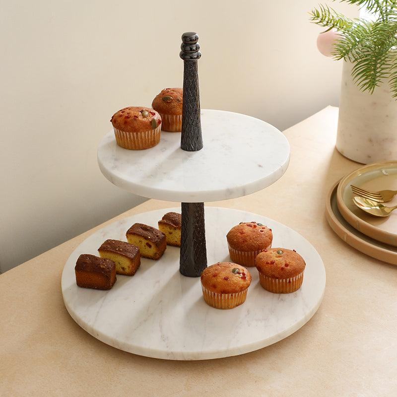 Malach Two Tiered Marble Platter - Black media 3