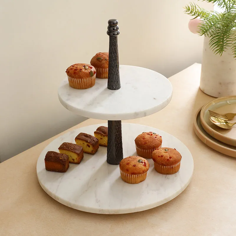 Malach Two Tiered Marble Platter - Black media 3