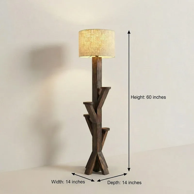 CozyHue Wooden Floor Lamp - Brown media 10