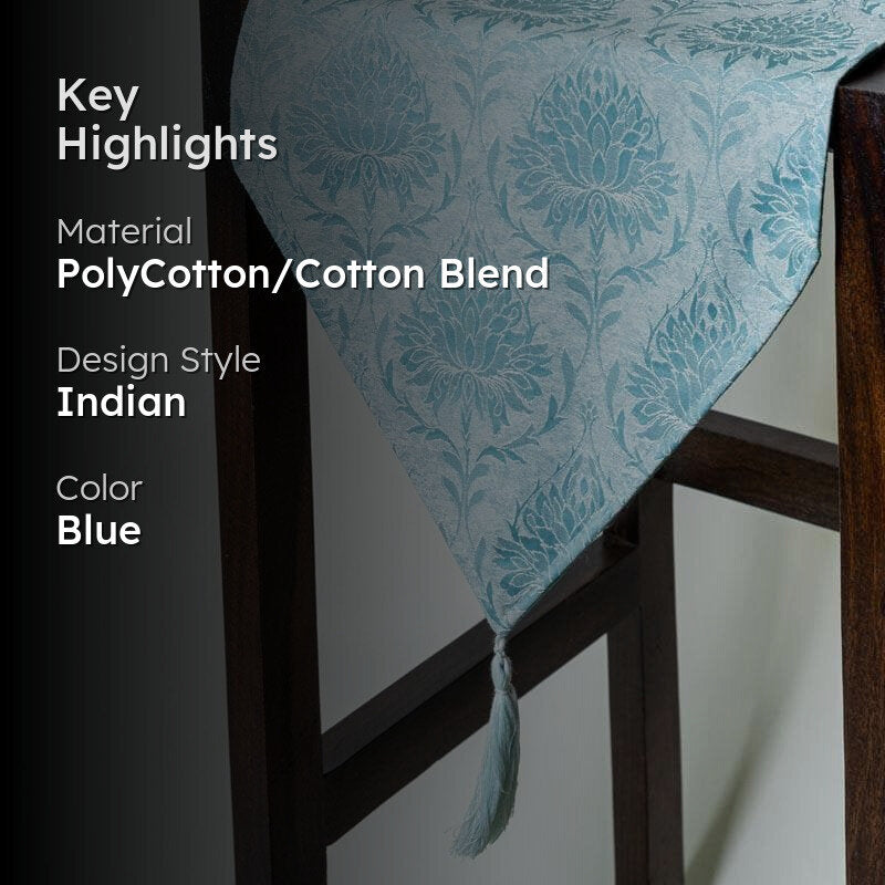 Pierre Paisley Jacquard Table Runner- Blue media 2