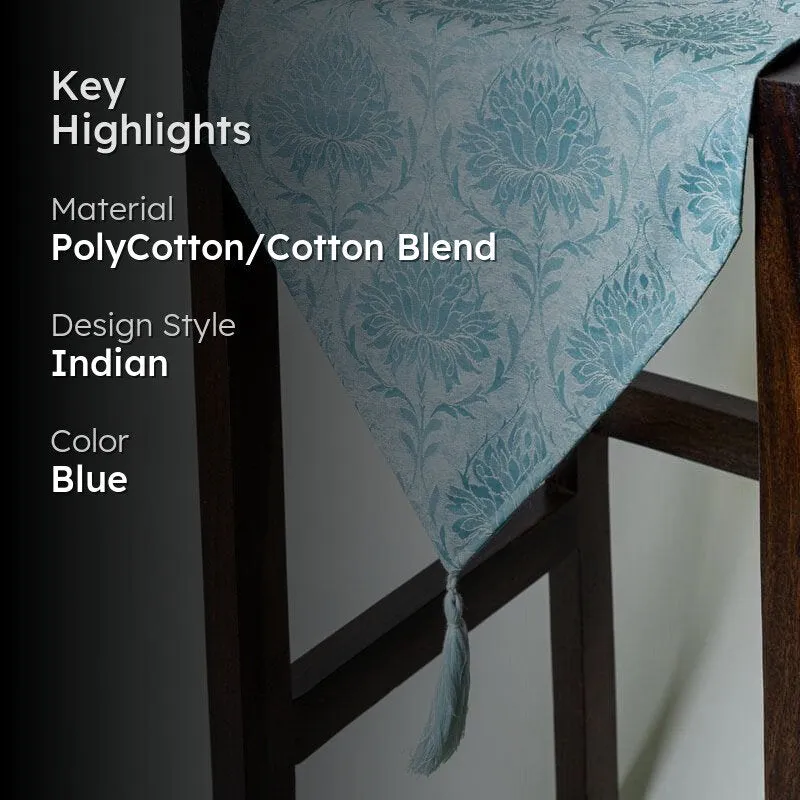 Pierre Paisley Jacquard Table Runner- Blue media 2