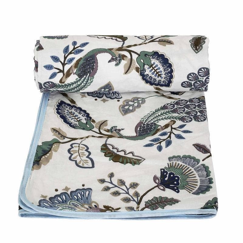 Tropical Lush MulMul Blue Cotton Dohar media 4