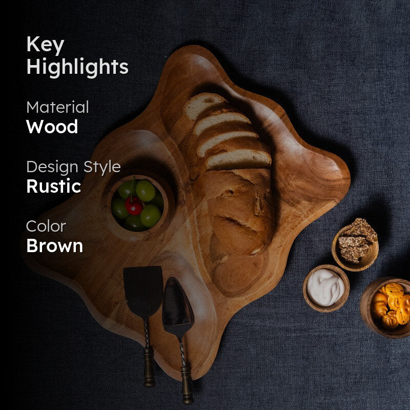Labyrinth Wood Serving Platter with Dip Bowl - Two Piece Set media 2
