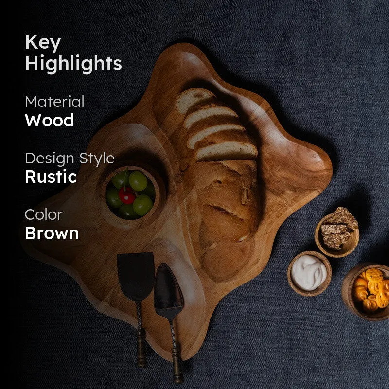 Labyrinth Wood Serving Platter with Dip Bowl - Two Piece Set media 2