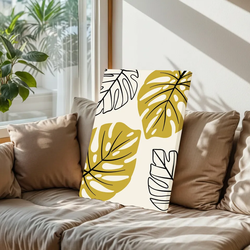 Leaf Lines Minimal Wall Painting media 6