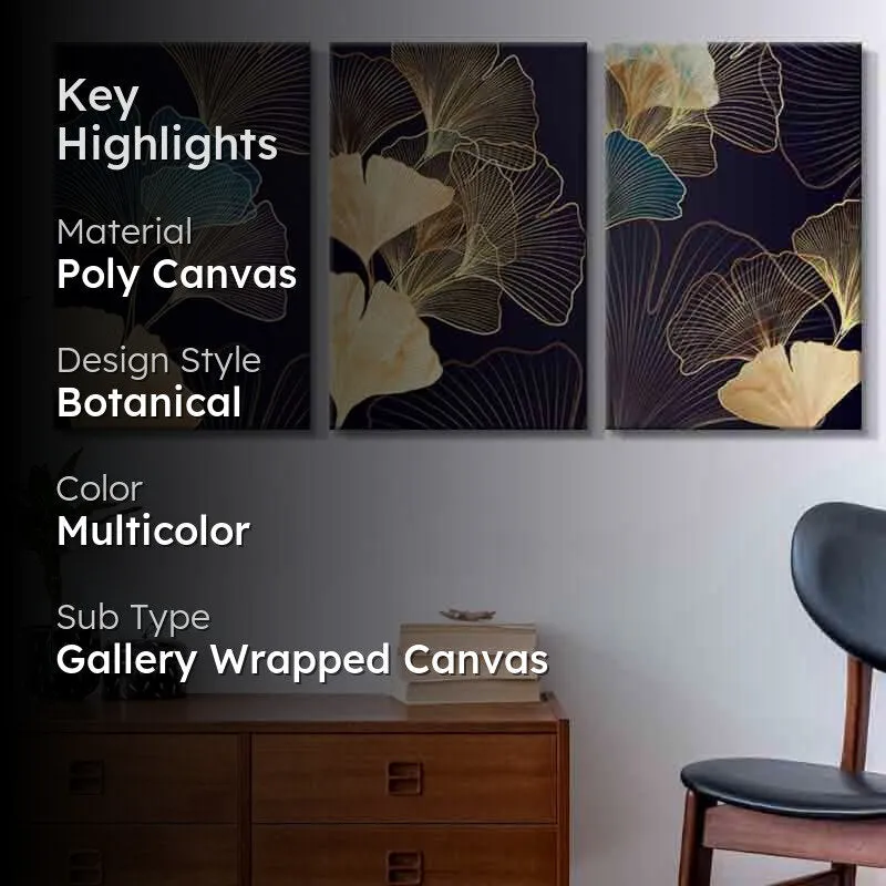 Gulmohar Poly Canvas Wall Art - Set of Three media 2