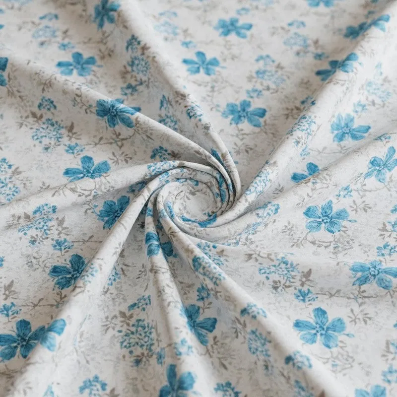 Jumina Floral Printed Cotton Bedsheet (Blue) - 180 TC media 5