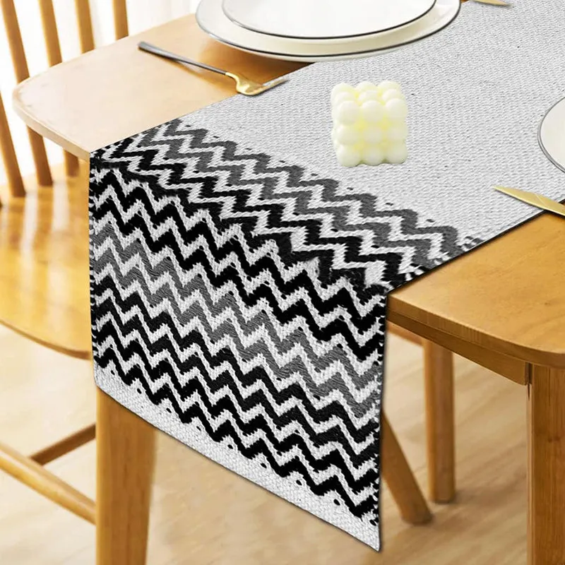 Zebra Peaks Chevron Cotton Table Runner media 3