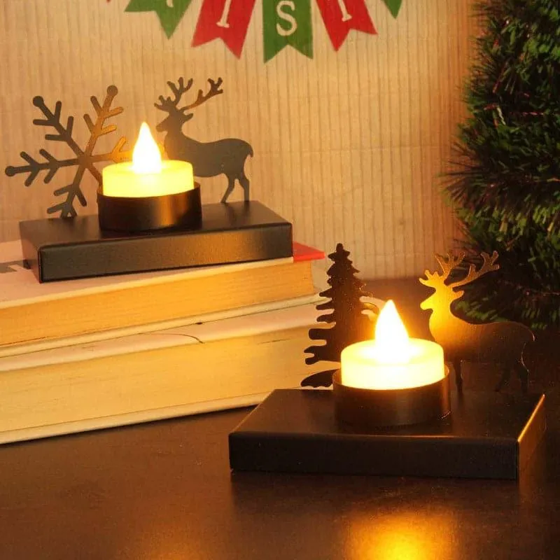 Snowy Glow Tealight Candle Holder (Black) - Set Of Two media 3
