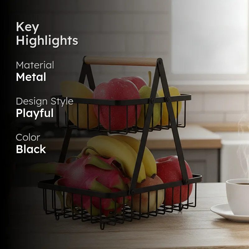 Fresh 2 Tier Metal Fruit Basket media 2