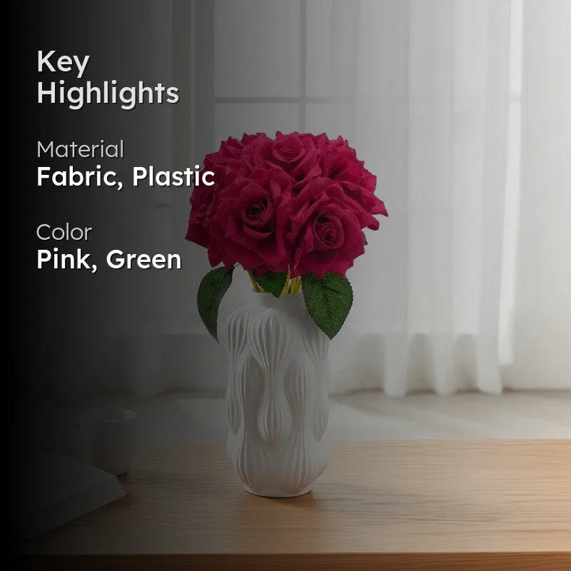 Aurielle Rose Fabric Artificial Flower - Dark Pink media 2