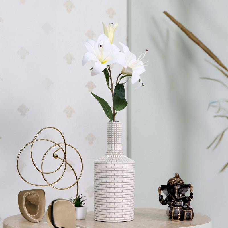 Graceful Artificial Lily Flower Stick - White