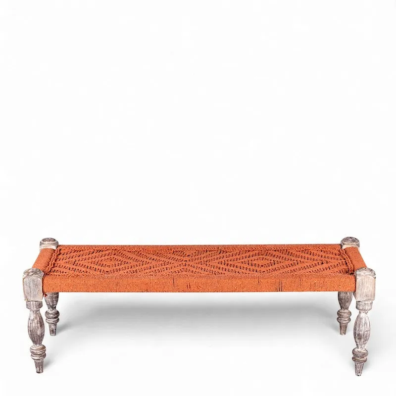 Crixo Sheesham Wooden Bench with Stools (Orange) - Three Piece Set media 5