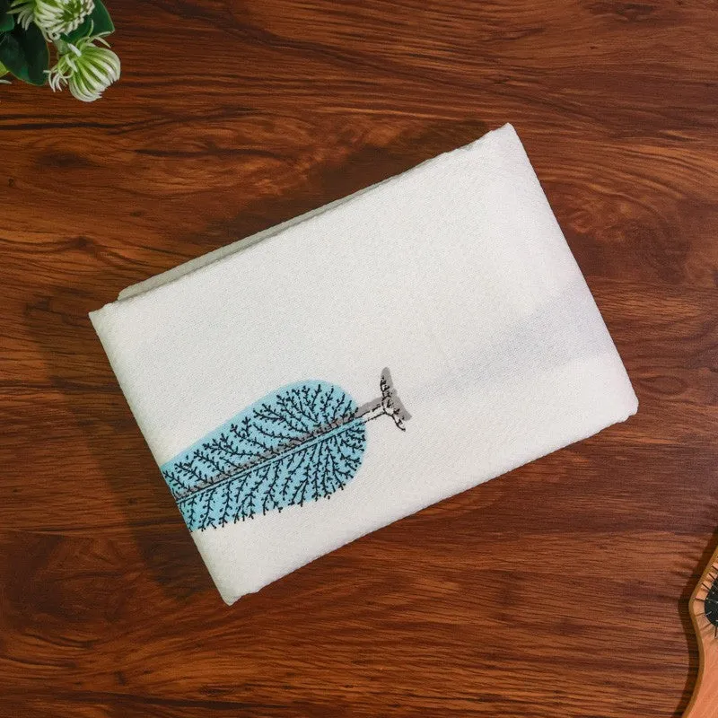 Palm Whisper Cotton BathTowel - Blue & White media 5