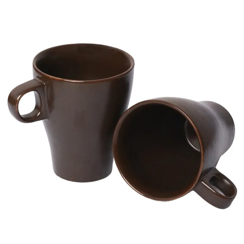 Ceramic Ceramic Coffee Mug (300 mL Each,Brown,Grey) - Set Of Two media 5