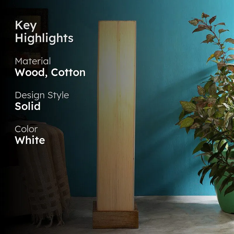 Aamiya Wooden Tower Floor Lamp With Khadi Shade- Off-White media 2