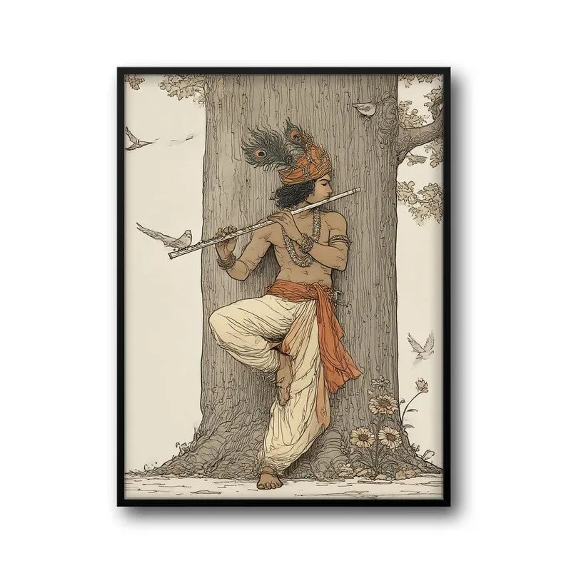Lord Krishna Playing Fluit Archival Paper Wall Art media 7
