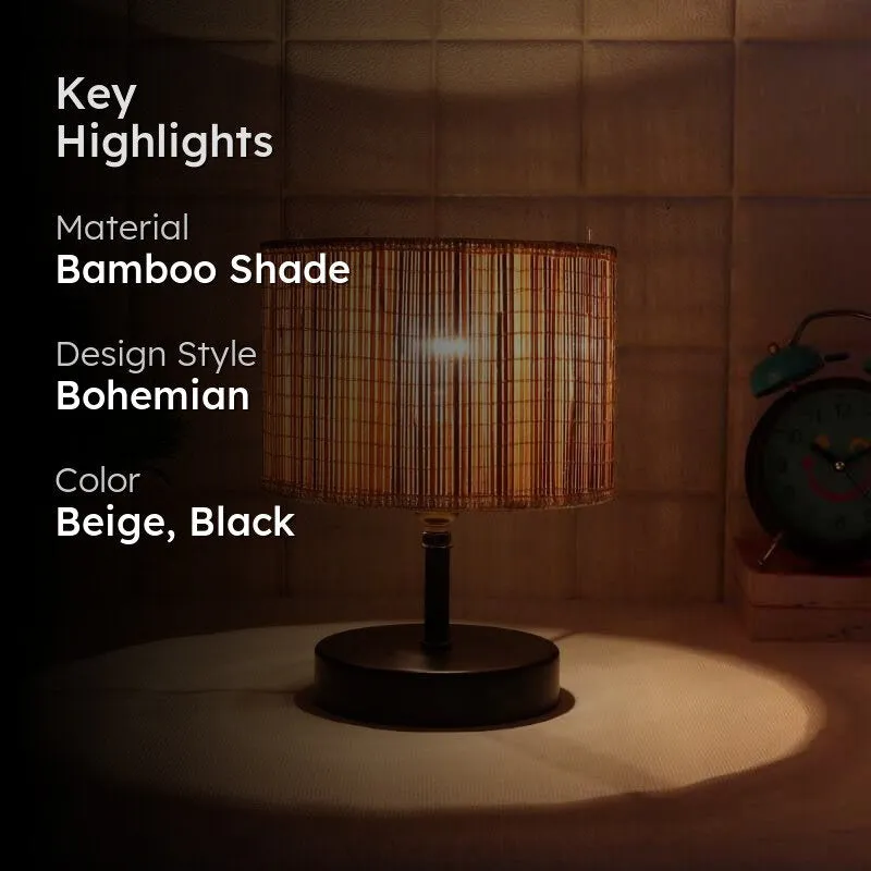 Husky Tall Bamboo Table Lamp - Beige,Black media 2