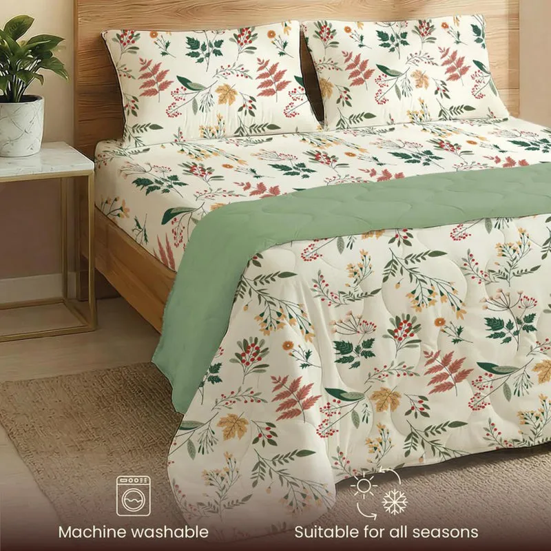 Urban Space Floral Multicolor Glace Cotton,Microfiber Bedding Set (200 TC) - Four Piece Set media 6