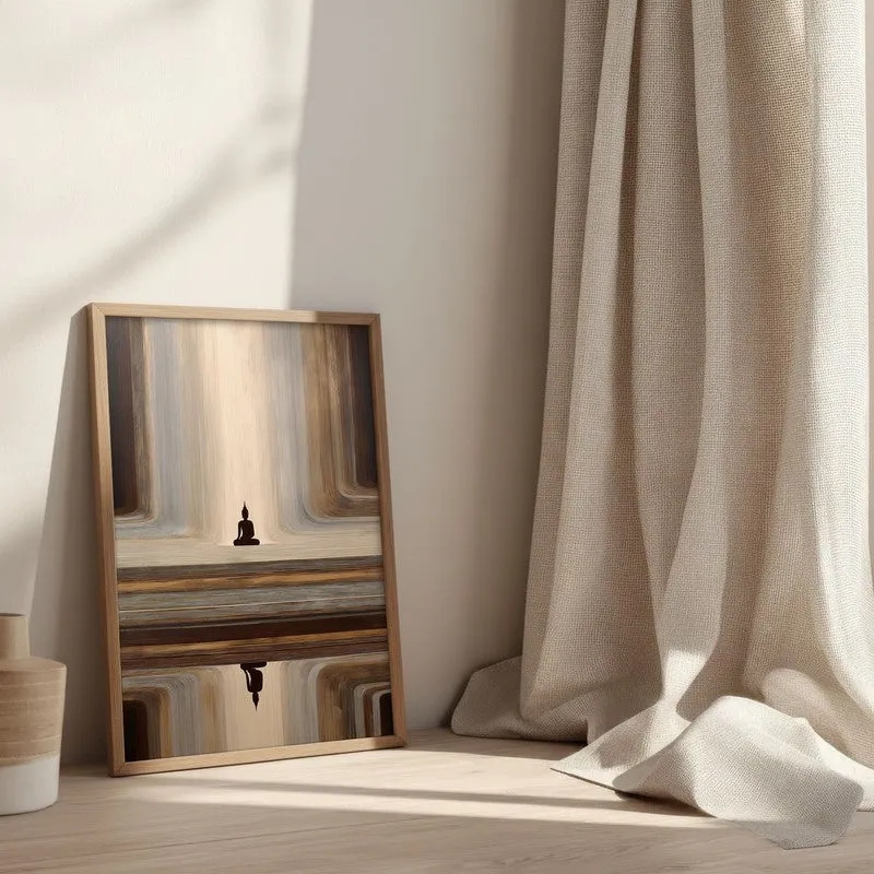 Buddha Calm Reflection Archival Paper Wall Painting With Brown Frame media 3