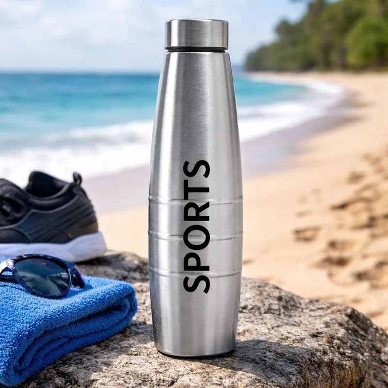 Sports Silver Stainless Steel Bottle - 1000 mL media 4
