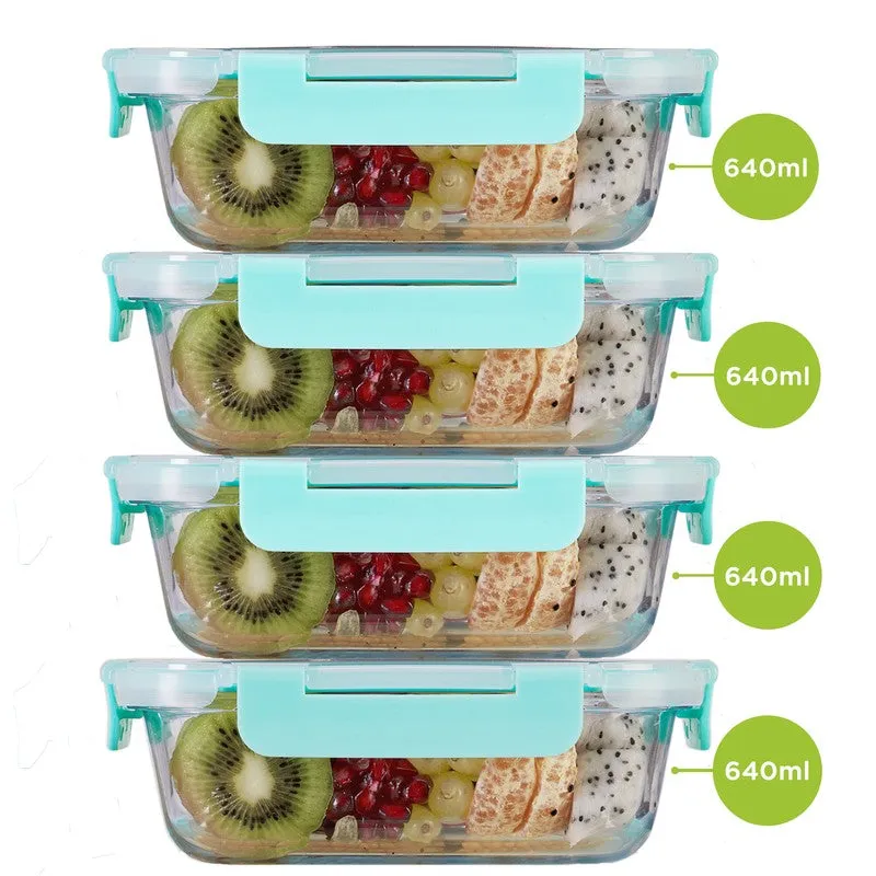 Cravro Leak Proof Glass Lunch Box (640 mL Each) - Set Of Four media 9