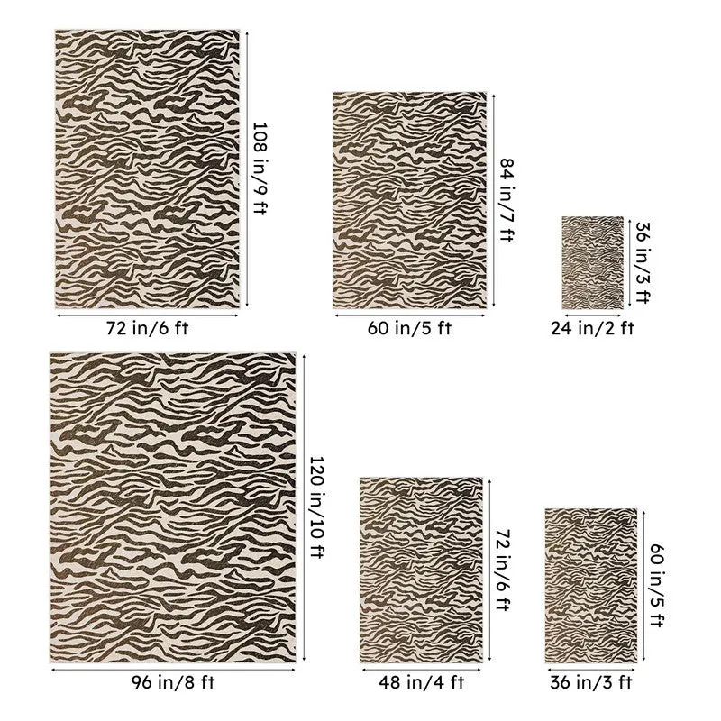 Luza Tiger Print Carpet - Black & White - 13