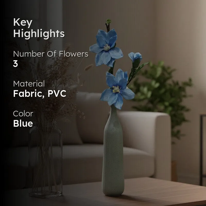 Artificial Magnolia Flower Stick - Blue,Green media 2