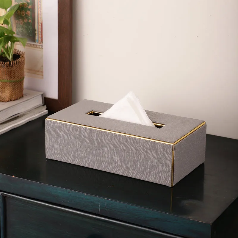Meho Leather Tissue Box - Grey media 1