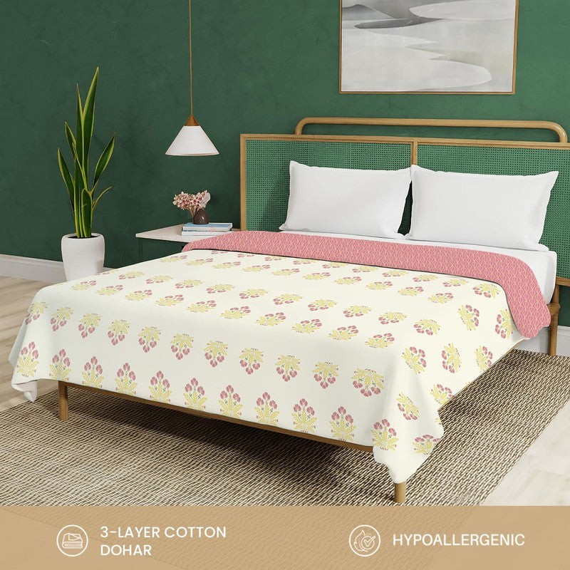 Urban Space Bloomscape Reversible Dohar - Pink & Yellow media 8