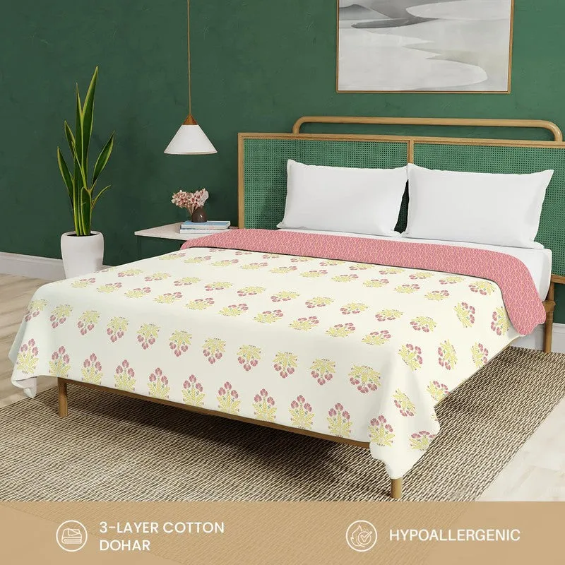Urban Space Bloomscape Reversible Dohar - Pink & Yellow media 8
