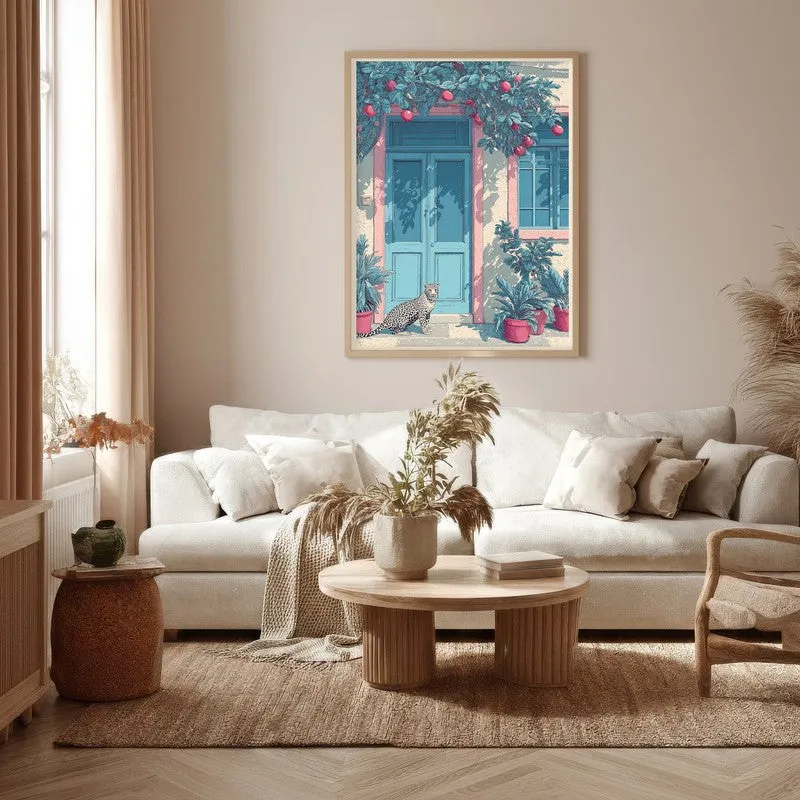 Serenique Floral Entrance Illustration Canvas Wall Painting With Brown Frame media 5