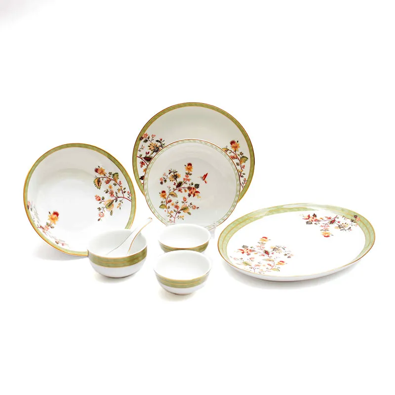Painted Blooms 24k Gold Brushed Porcelain Dinner Set - 33 Piece Set media 4