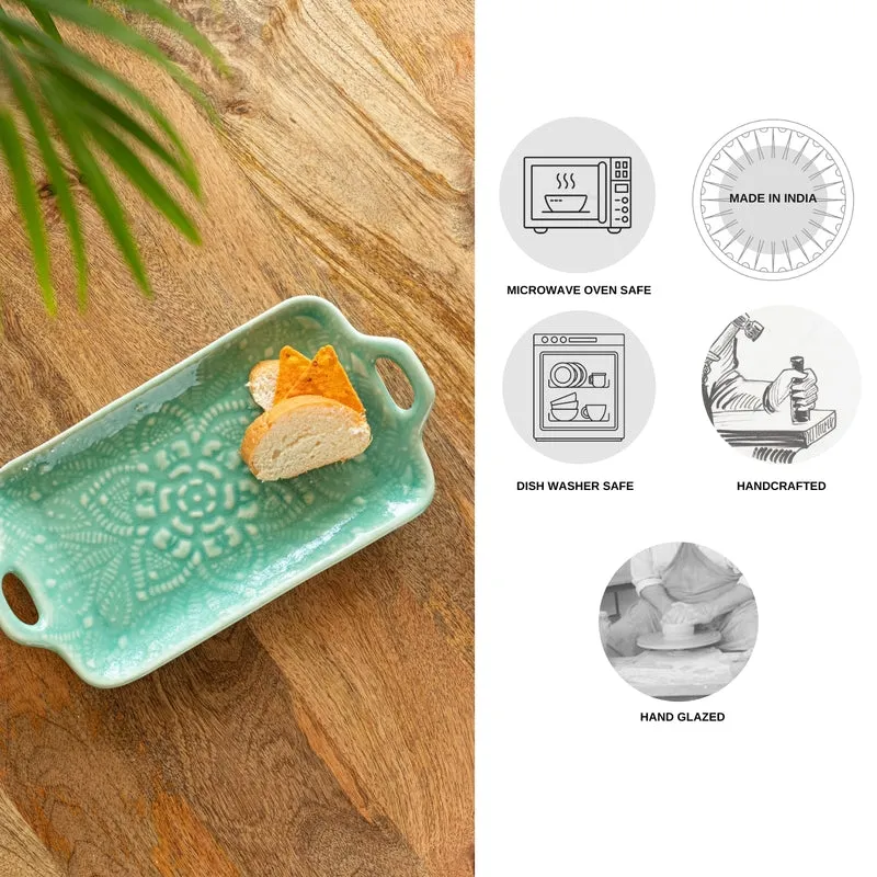 Oceano Green Hand Glazed Serving Tray media 5