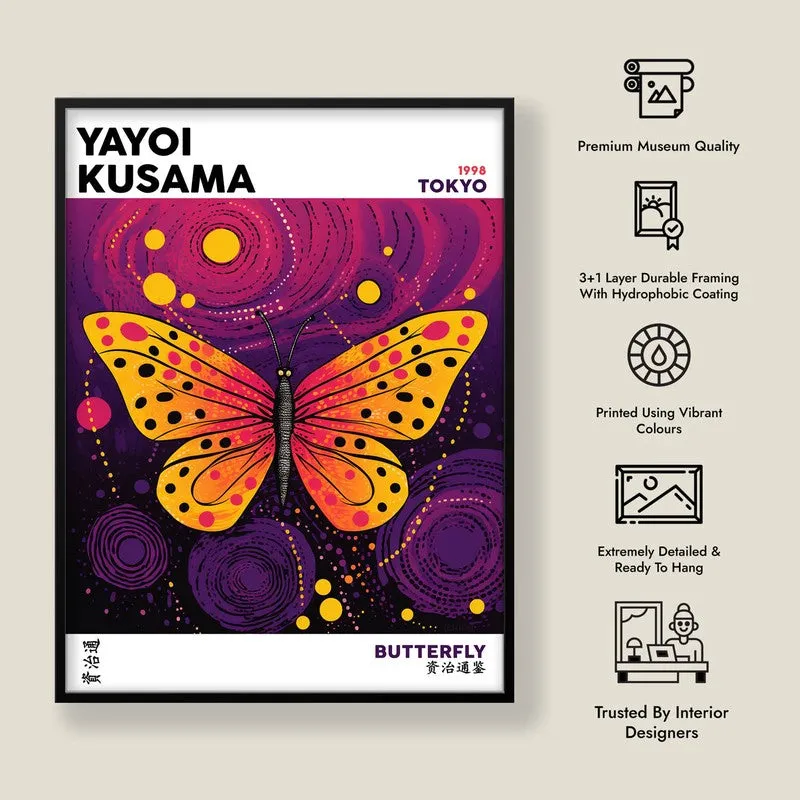 Butterfly Inspired by Yayoi Kusama Archival Canvas Wall Art - Black Frame media 8