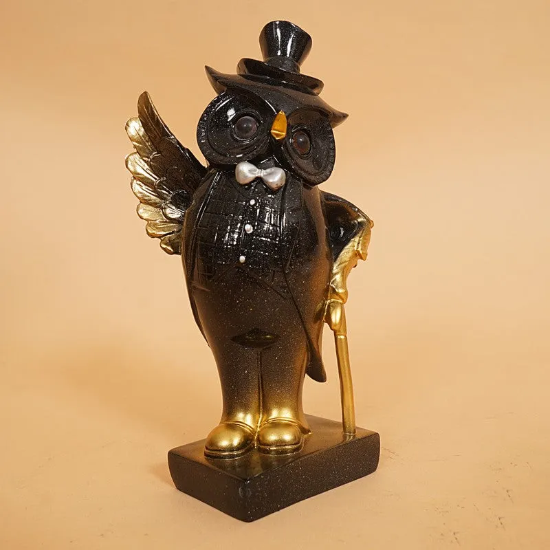 Charming Black Owl with Tray Decor media 5