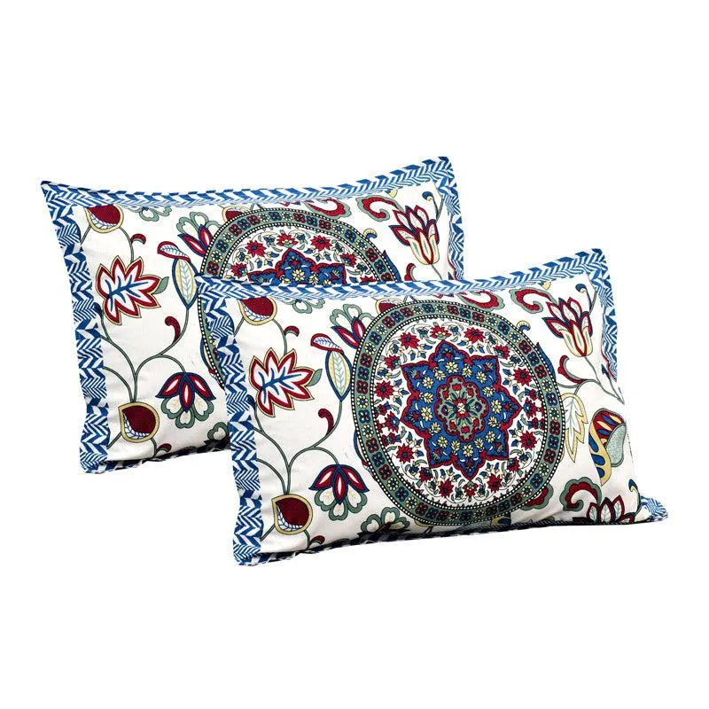 Niranja Ethnic Cotton Flat Bedsheet (Blue) - 160 TC media 6