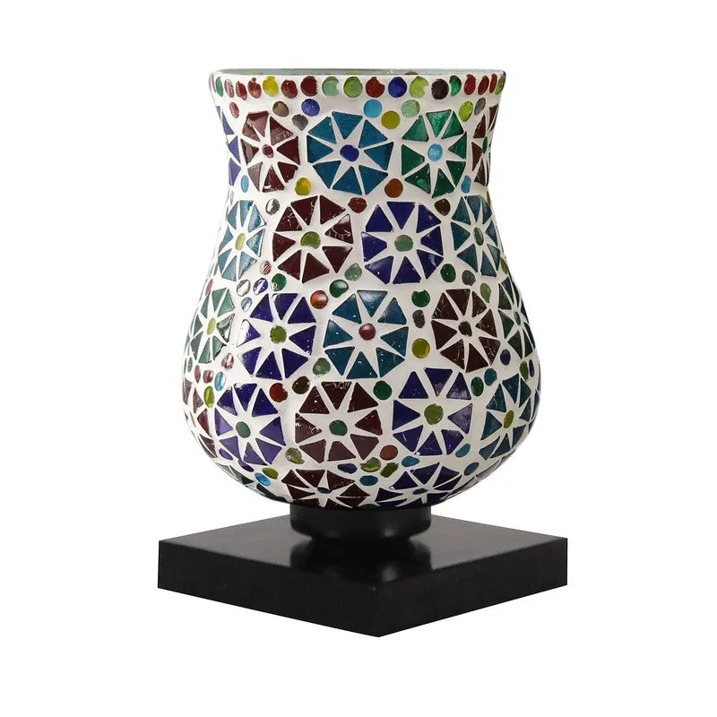 Ilumo Mosaic Glass Table Lamp With Wooden Base - Multicolor media 6