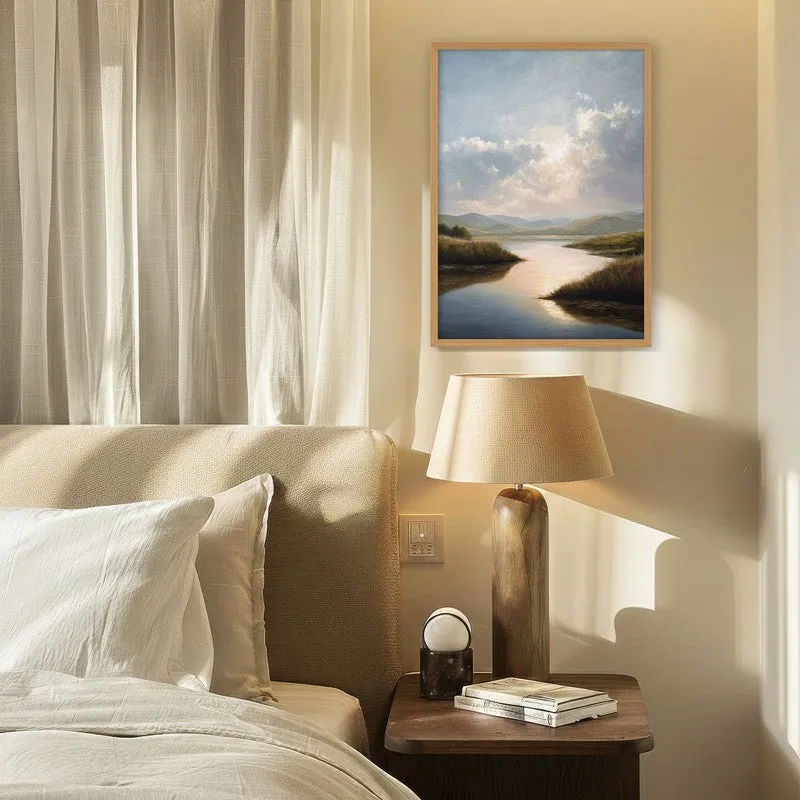 Pastel Horizons Archival Paper Wall Painting With Brown Frame media 4