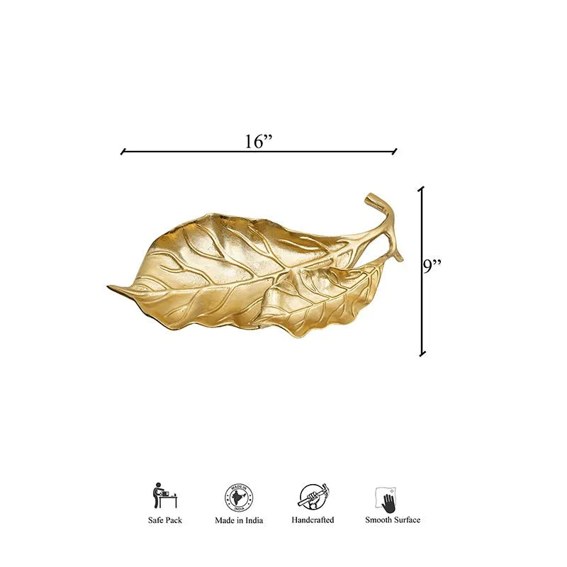 Fiddle Leaf Metal Platter - Gold media 5