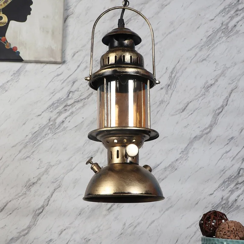 Colonial Style Lantern Iron Ceiling Lamp - Bronze media 3