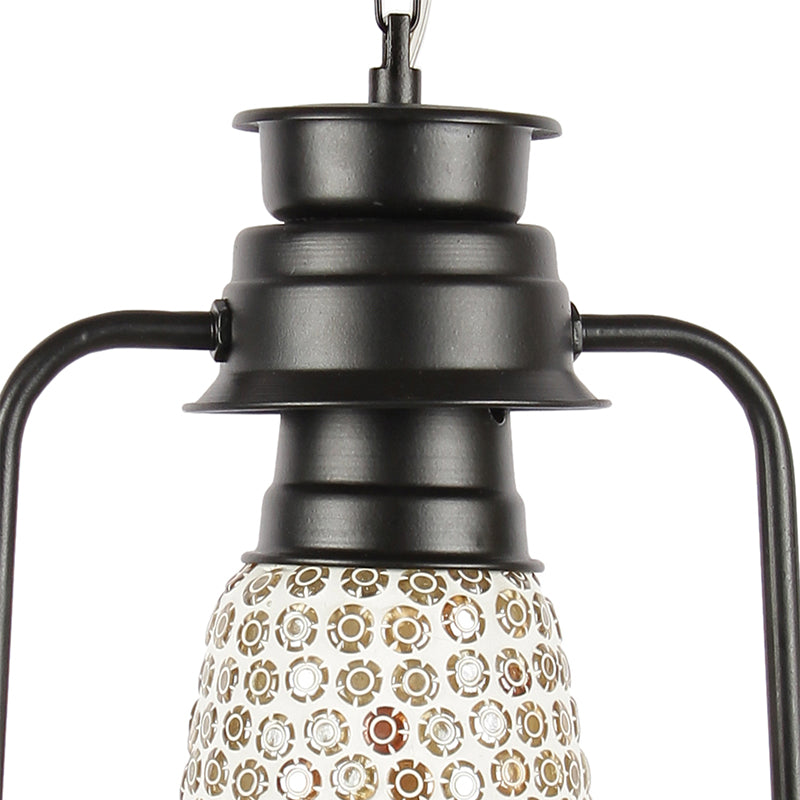 Navina Mosaic Lantern Glass Ceiling Lamp - Black media 3