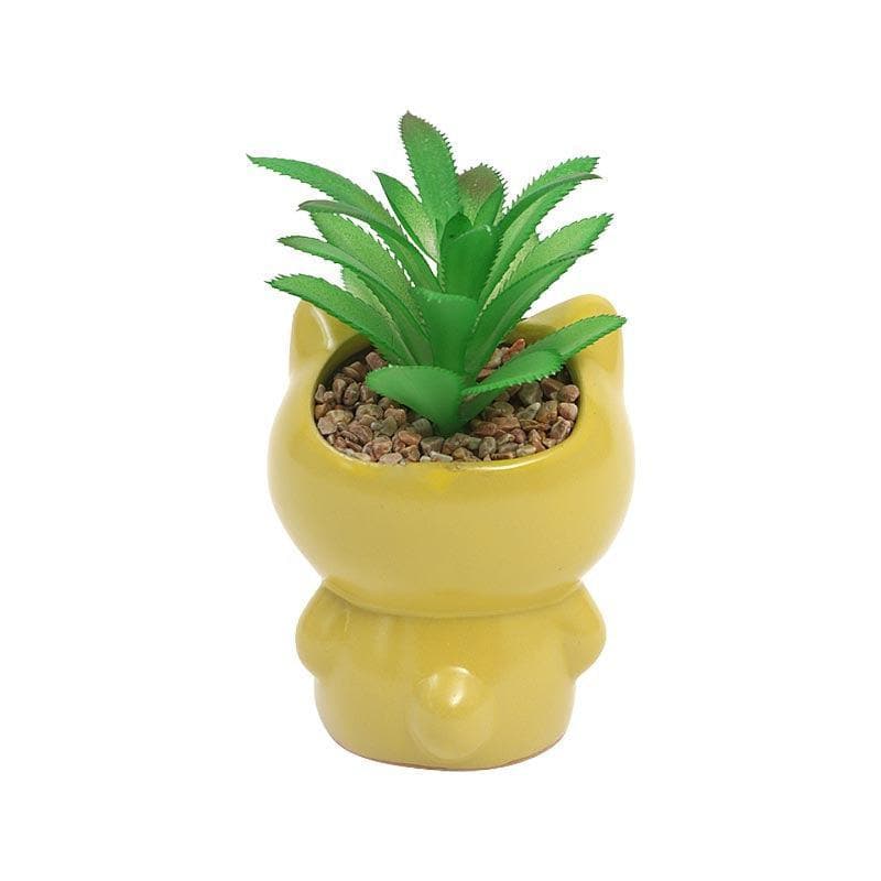 Faux Agave In Cat Face Pot - 14 cms media 4