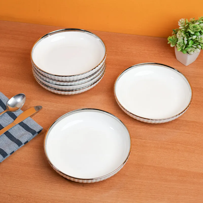 Elegant White Porcelain Quarter Plates with Silver Rim - Set Of Two media 4