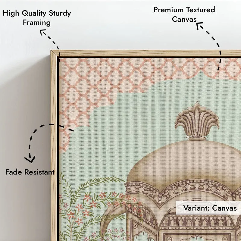 Bahar-e-Tanz Framed Mughal Canvas Archival Canvas Wall Painting - Natural Brown Frame media 6